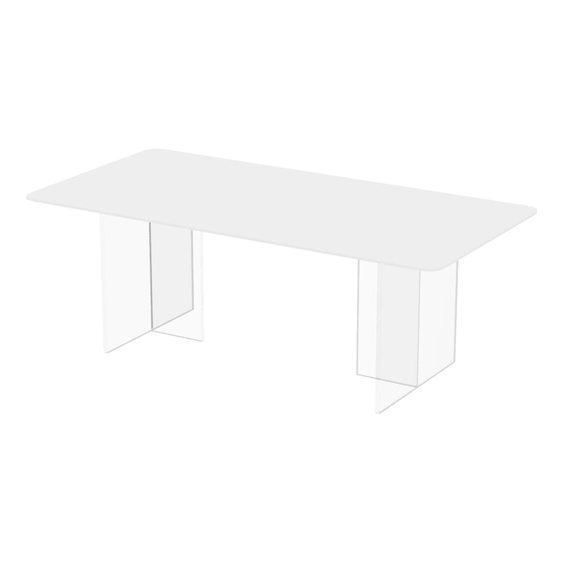 Modern 1/7 Pieces Dining Set Rectangle Stone Dining Table for Kitchen White 79"L x 31"W Clearhalo 'Dining Room Sets' 'Dining Tables & Seating' 'dining_room_set' 'furn' 'furn_dining_room_set' 'Furniture' 'furniture_dining_room_set' 'Kitchen & Dining Furniture' 4900179