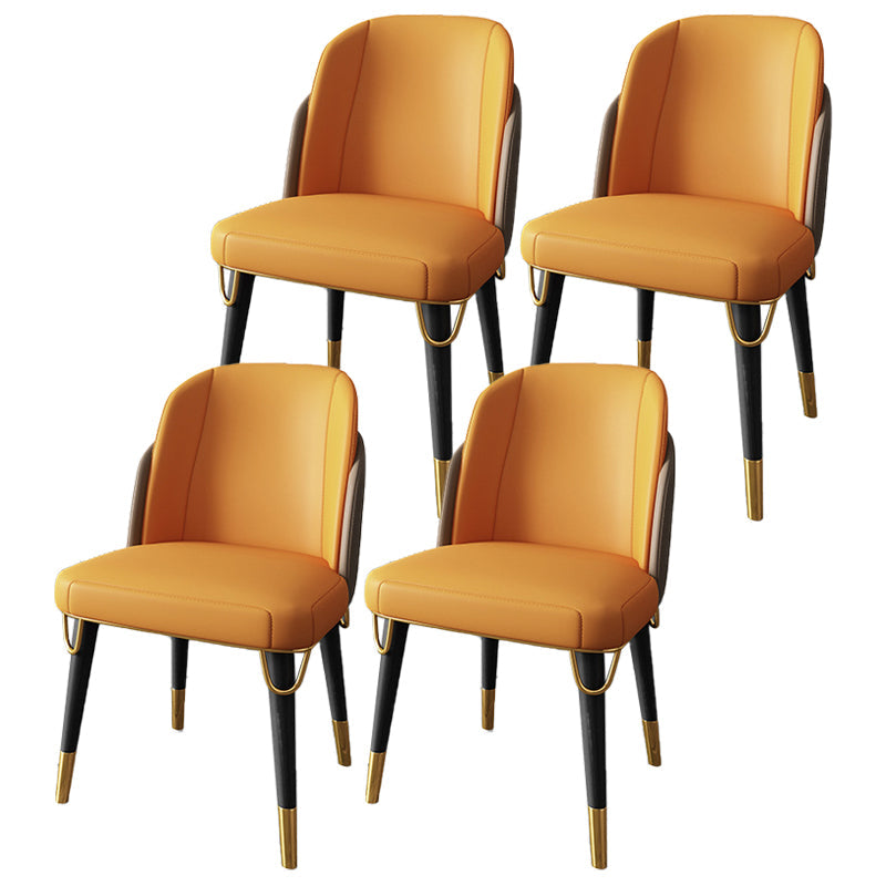 Nordic Glam Sintered Stone Dining Table Set 1/4/5/7 Pieces Dining Set for Kitchen 4 Orange Chairs Clearhalo 'Dining Room Sets' 'Dining Tables & Seating' 'dining_room_set' 'furn' 'furn_dining_room_set' 'Furniture' 'furniture_dining_room_set' 'Kitchen & Dining Furniture' 4900192