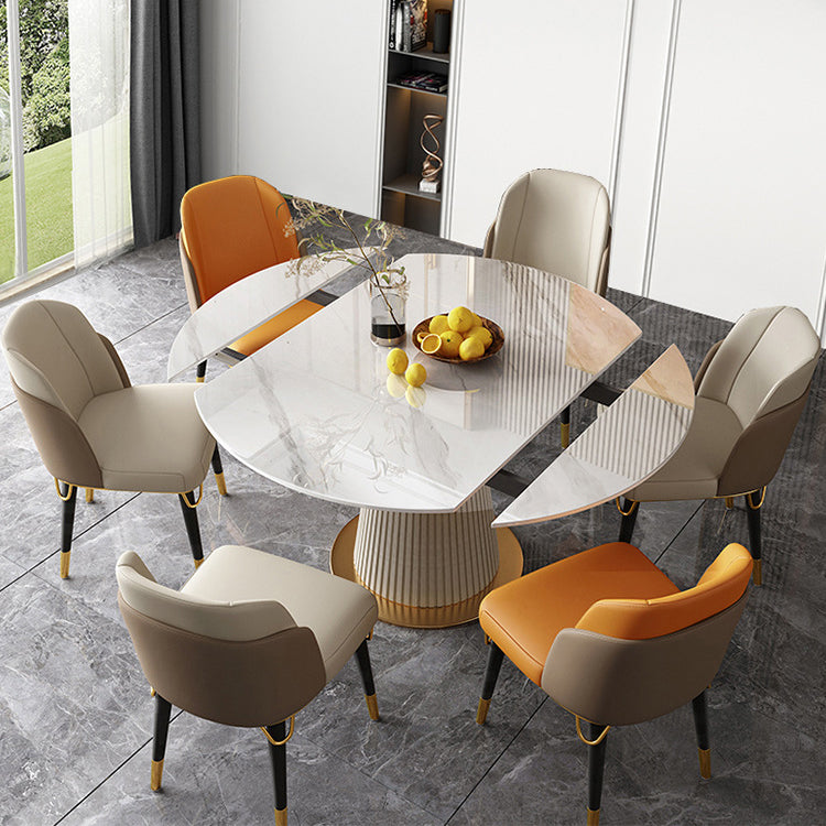 Nordic Glam Sintered Stone Dining Table Set 1/4/5/7 Pieces Dining Set for Kitchen Clearhalo 'Dining Room Sets' 'Dining Tables & Seating' 'dining_room_set' 'furn' 'furn_dining_room_set' 'Furniture' 'furniture_dining_room_set' 'Kitchen & Dining Furniture' 4900194