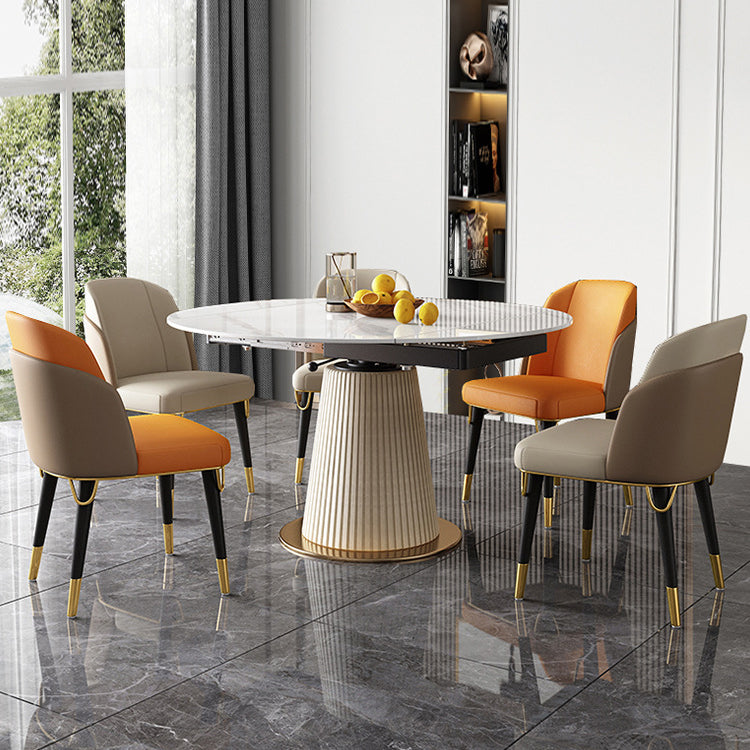 Nordic Glam Sintered Stone Dining Table Set 1/4/5/7 Pieces Dining Set for Kitchen 5 Pieces: Table, 4 Chairs Clearhalo 'Dining Room Sets' 'Dining Tables & Seating' 'dining_room_set' 'furn' 'furn_dining_room_set' 'Furniture' 'furniture_dining_room_set' 'Kitchen & Dining Furniture' 4900195