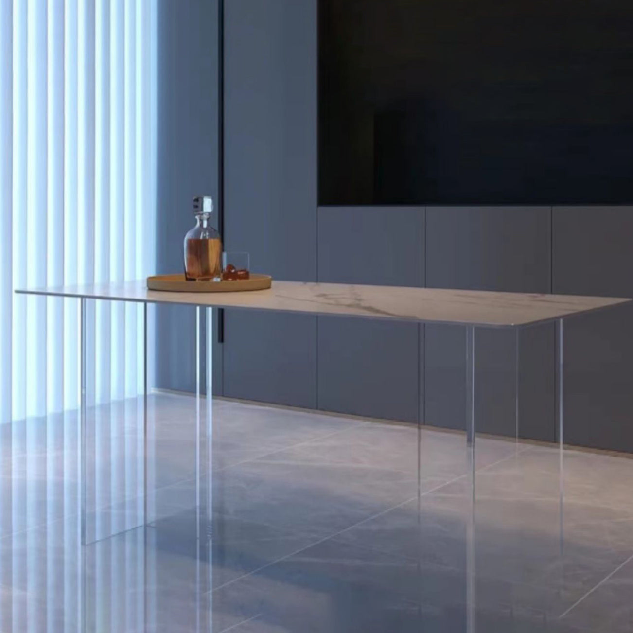 Modern 1/7 Pieces Dining Set Rectangle Acrylic Dining Table for Dining Room Clearhalo 'Dining Room Sets' 'Dining Tables & Seating' 'dining_room_set' 'furn' 'furn_dining_room_set' 'Furniture' 'furniture_dining_room_set' 'Kitchen & Dining Furniture' 4900241