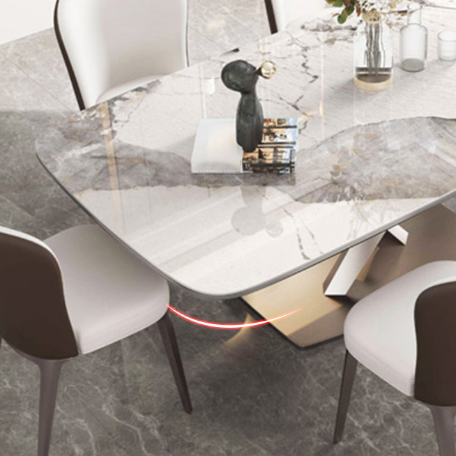 Nordic 1/4/5/7 Pieces Dining Sintered Stone Dining Table Set with Metal Legs Clearhalo 'Dining Room Sets' 'Dining Tables & Seating' 'dining_room_set' 'furn' 'furn_dining_room_set' 'Furniture' 'furniture_dining_room_set' 'Kitchen & Dining Furniture' 4900301