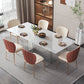 Nordic Glam Style 1/4/5/7Pieces Dining Sintered Stone Dining Table Set for Kitchen 7 Pieces: Table, 6 Chairs Clearhalo 'Dining Room Sets' 'Dining Tables & Seating' 'dining_room_set' 'furn' 'furn_dining_room_set' 'Furniture' 'furniture_dining_room_set' 'Kitchen & Dining Furniture' 4900326