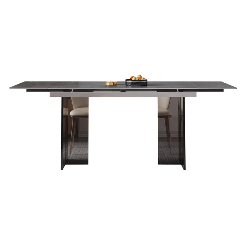 Nordic Glam Style 1/4/5/7Pieces Dining Sintered Stone Dining Table Set for Kitchen Black 63"L x 33"W Clearhalo 'Dining Room Sets' 'Dining Tables & Seating' 'dining_room_set' 'furn' 'furn_dining_room_set' 'Furniture' 'furniture_dining_room_set' 'Kitchen & Dining Furniture' 4900327