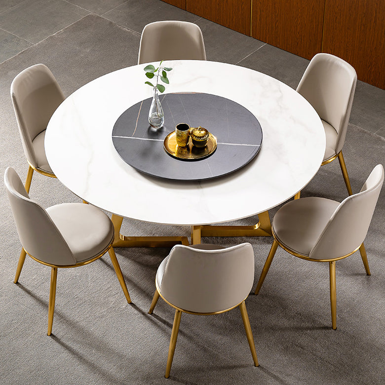 1/4/5/7 Pieces Dining Chairs Set Round Sintered Stone Dining Table Set for Home Use Clearhalo 'Dining Room Sets' 'Dining Tables & Seating' 'dining_room_set' 'furn' 'furn_dining_room_set' 'Furniture' 'furniture_dining_room_set' 'Kitchen & Dining Furniture' 4900359
