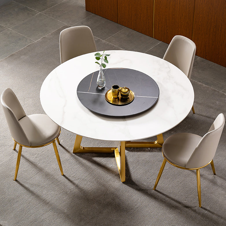 1/4/5/7 Pieces Dining Chairs Set Round Sintered Stone Dining Table Set for Home Use 5 Pieces: Table, 4 Chairs Clearhalo 'Dining Room Sets' 'Dining Tables & Seating' 'dining_room_set' 'furn' 'furn_dining_room_set' 'Furniture' 'furniture_dining_room_set' 'Kitchen & Dining Furniture' 4900360