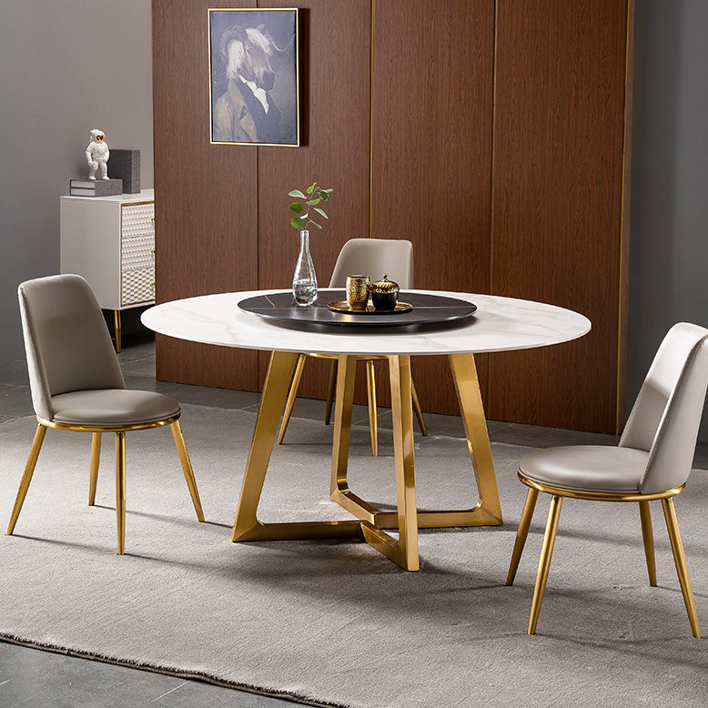1/4/5/7 Pieces Dining Chairs Set Round Sintered Stone Dining Table Set for Home Use 4 Pieces: Table, 3 Chairs Clearhalo 'Dining Room Sets' 'Dining Tables & Seating' 'dining_room_set' 'furn' 'furn_dining_room_set' 'Furniture' 'furniture_dining_room_set' 'Kitchen & Dining Furniture' 4900361
