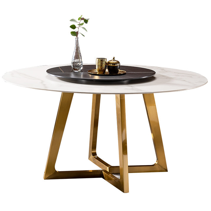 1/4/5/7 Pieces Dining Chairs Set Round Sintered Stone Dining Table Set for Home Use White 59"L x 59"W Clearhalo 'Dining Room Sets' 'Dining Tables & Seating' 'dining_room_set' 'furn' 'furn_dining_room_set' 'Furniture' 'furniture_dining_room_set' 'Kitchen & Dining Furniture' 4900362