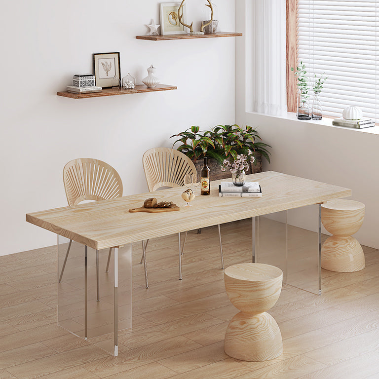 Modern 1/5 Pieces Dining Set Rectangle Pine Wood Dining Table for Dining Room 5 Pieces: Table, 2 Light Wood Chairs, 2 Stools Clearhalo 'Dining Room Sets' 'Dining Tables & Seating' 'dining_room_set' 'furn' 'furn_dining_room_set' 'Furniture' 'furniture_dining_room_set' 'Kitchen & Dining Furniture' 4900371