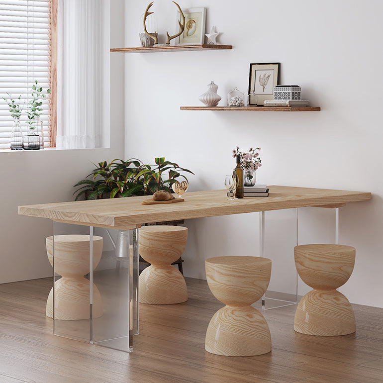 Modern 1/5 Pieces Dining Set Rectangle Pine Wood Dining Table for Dining Room 5 Pieces: Table, 4 Stools Clearhalo 'Dining Room Sets' 'Dining Tables & Seating' 'dining_room_set' 'furn' 'furn_dining_room_set' 'Furniture' 'furniture_dining_room_set' 'Kitchen & Dining Furniture' 4900374