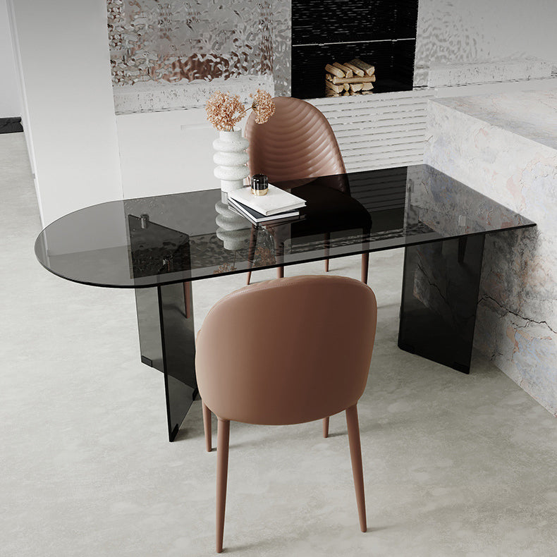 Glass Modern Free Form Indoor Table Clear Glass Top Table for Kitchen and Dining Room Black Without Chairs Clearhalo 'Dining Tables & Seating' 'Dining Tables' 'dining_table' 'furn' 'furn_dining_table' 'Furniture' 'furniture_dining_table' 'Kitchen & Dining Furniture' 'kitchen' 'kitchen_dining_table' 4900458