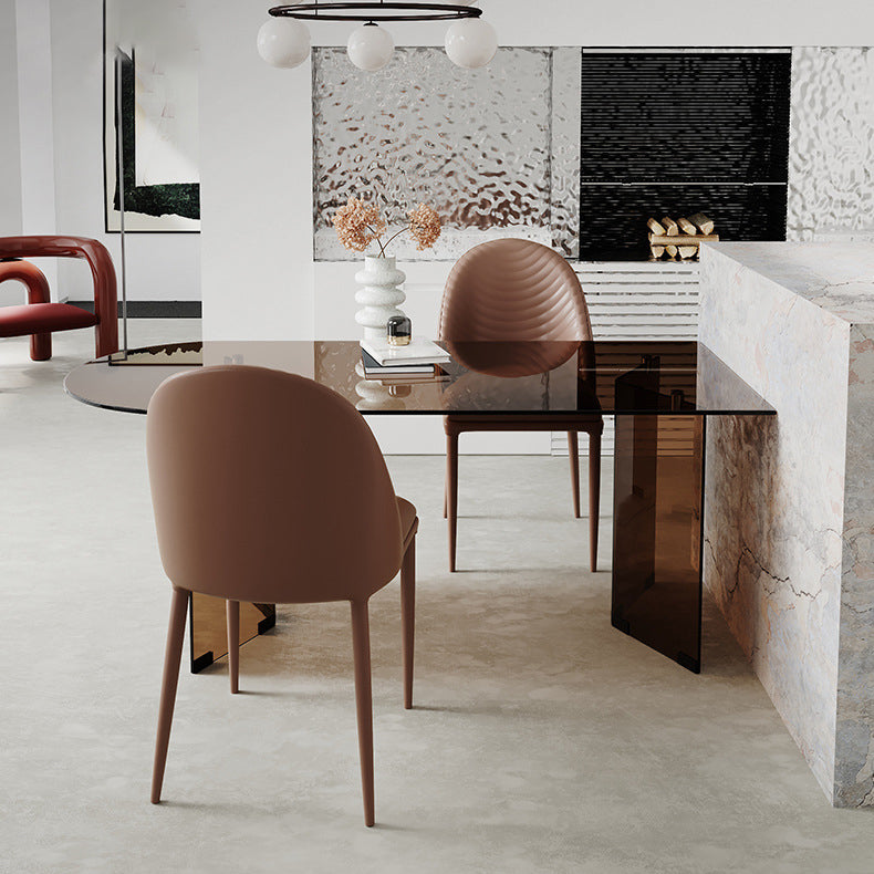 Glass Modern Free Form Indoor Table Clear Glass Top Table for Kitchen and Dining Room Clearhalo 'Dining Tables & Seating' 'Dining Tables' 'dining_table' 'furn' 'furn_dining_table' 'Furniture' 'furniture_dining_table' 'Kitchen & Dining Furniture' 'kitchen' 'kitchen_dining_table' 4900460