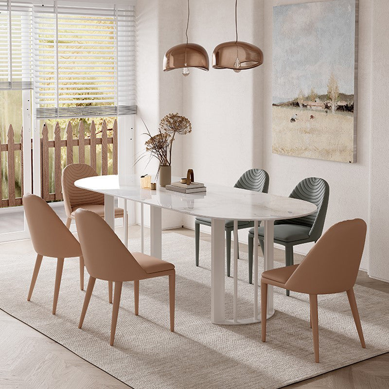 Simplicity Style Oval Double Furniture Stone Dining Table for Dining Room Clearhalo 'Dining Tables & Seating' 'Dining Tables' 'dining_table' 'furn' 'furn_dining_table' 'Furniture' 'furniture_dining_table' 'Kitchen & Dining Furniture' 'kitchen' 'kitchen_dining_table' 4900472