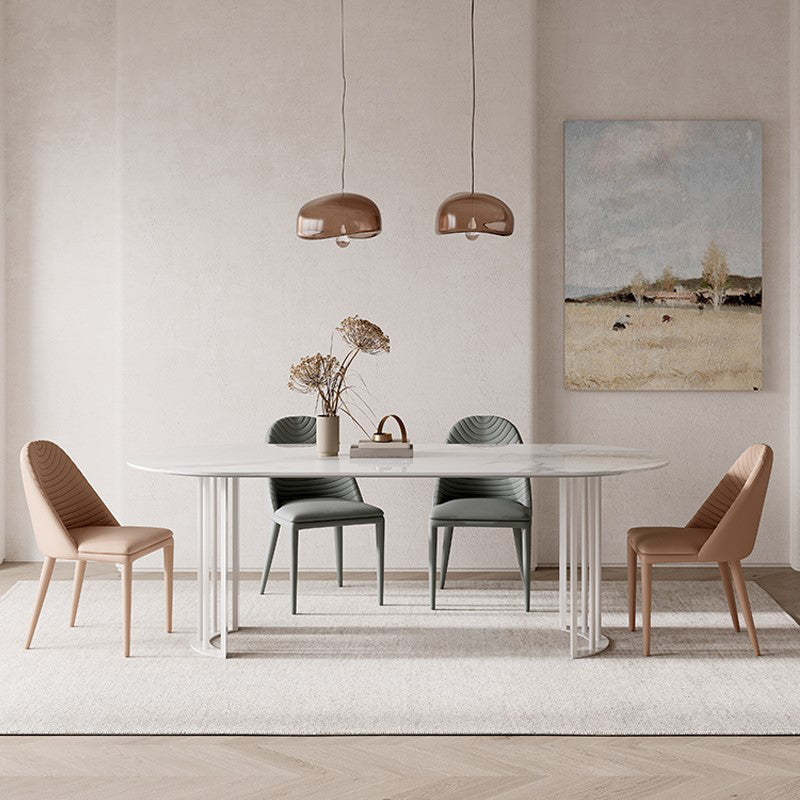 Simplicity Style Oval Double Furniture Stone Dining Table for Dining Room Clearhalo 'Dining Tables & Seating' 'Dining Tables' 'dining_table' 'furn' 'furn_dining_table' 'Furniture' 'furniture_dining_table' 'Kitchen & Dining Furniture' 'kitchen' 'kitchen_dining_table' 4900473