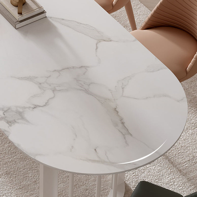 Simplicity Style Oval Double Furniture Stone Dining Table for Dining Room Clearhalo 'Dining Tables & Seating' 'Dining Tables' 'dining_table' 'furn' 'furn_dining_table' 'Furniture' 'furniture_dining_table' 'Kitchen & Dining Furniture' 'kitchen' 'kitchen_dining_table' 4900478