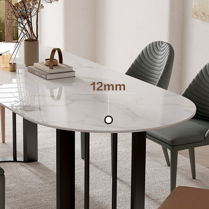 Simplicity Style Oval Double Furniture Stone Dining Table for Dining Room Clearhalo 'Dining Tables & Seating' 'Dining Tables' 'dining_table' 'furn' 'furn_dining_table' 'Furniture' 'furniture_dining_table' 'Kitchen & Dining Furniture' 'kitchen' 'kitchen_dining_table' 4900479
