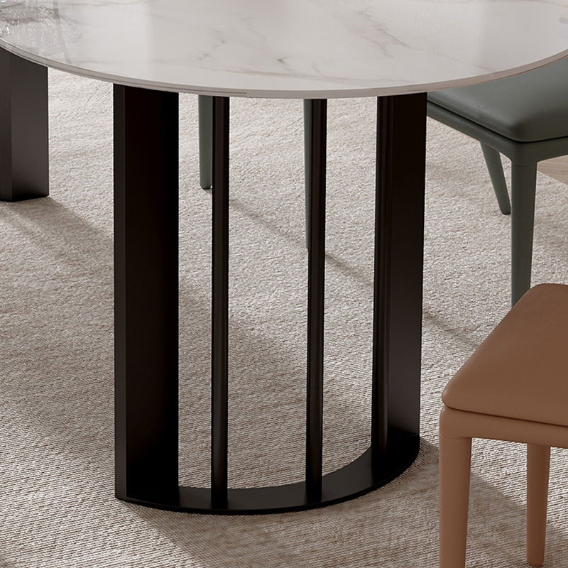 Simplicity Style Oval Double Furniture Stone Dining Table for Dining Room Clearhalo 'Dining Tables & Seating' 'Dining Tables' 'dining_table' 'furn' 'furn_dining_table' 'Furniture' 'furniture_dining_table' 'Kitchen & Dining Furniture' 'kitchen' 'kitchen_dining_table' 4900480