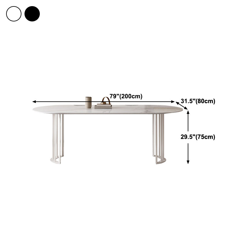Simplicity Style Oval Double Furniture Stone Dining Table for Dining Room Clearhalo 'Dining Tables & Seating' 'Dining Tables' 'dining_table' 'furn' 'furn_dining_table' 'Furniture' 'furniture_dining_table' 'Kitchen & Dining Furniture' 'kitchen' 'kitchen_dining_table' 4900484