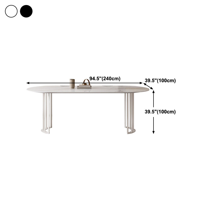 Simplicity Style Oval Double Furniture Stone Dining Table for Dining Room Clearhalo 'Dining Tables & Seating' 'Dining Tables' 'dining_table' 'furn' 'furn_dining_table' 'Furniture' 'furniture_dining_table' 'Kitchen & Dining Furniture' 'kitchen' 'kitchen_dining_table' 4900487