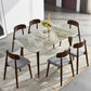Solid Wood Contemporary Rectangular Dining Table Sintered Stone Top Table with Wood Legs Clearhalo 'Dining Tables & Seating' 'Dining Tables' 'dining_table' 'furn' 'furn_dining_table' 'Furniture' 'furniture_dining_table' 'Kitchen & Dining Furniture' 'kitchen' 'kitchen_dining_table' 4900490