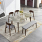 Solid Wood Contemporary Rectangular Dining Table Sintered Stone Top Table with Wood Legs Clearhalo 'Dining Tables & Seating' 'Dining Tables' 'dining_table' 'furn' 'furn_dining_table' 'Furniture' 'furniture_dining_table' 'Kitchen & Dining Furniture' 'kitchen' 'kitchen_dining_table' 4900491