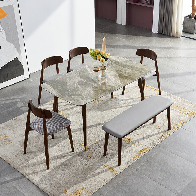 Solid Wood Contemporary Rectangular Dining Table Sintered Stone Top Table with Wood Legs Clearhalo 'Dining Tables & Seating' 'Dining Tables' 'dining_table' 'furn' 'furn_dining_table' 'Furniture' 'furniture_dining_table' 'Kitchen & Dining Furniture' 'kitchen' 'kitchen_dining_table' 4900491