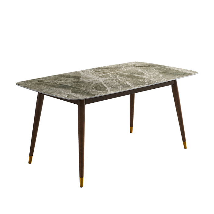 Solid Wood Contemporary Rectangular Dining Table Sintered Stone Top Table with Wood Legs Light Grey Without Chairs Clearhalo 'Dining Tables & Seating' 'Dining Tables' 'dining_table' 'furn' 'furn_dining_table' 'Furniture' 'furniture_dining_table' 'Kitchen & Dining Furniture' 'kitchen' 'kitchen_dining_table' 4900492