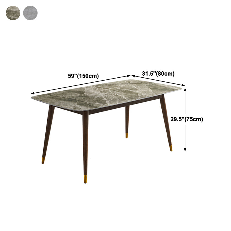 Solid Wood Contemporary Rectangular Dining Table Sintered Stone Top Table with Wood Legs Clearhalo 'Dining Tables & Seating' 'Dining Tables' 'dining_table' 'furn' 'furn_dining_table' 'Furniture' 'furniture_dining_table' 'Kitchen & Dining Furniture' 'kitchen' 'kitchen_dining_table' 4900502