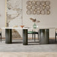 Metal Traditional Luxury Oval Indoor Table Marble Top Table with 3 Legs White-Black Without Chairs Clearhalo 'Dining Tables & Seating' 'Dining Tables' 'dining_table' 'furn' 'furn_dining_table' 'Furniture' 'furniture_dining_table' 'Kitchen & Dining Furniture' 'kitchen' 'kitchen_dining_table' 4900508