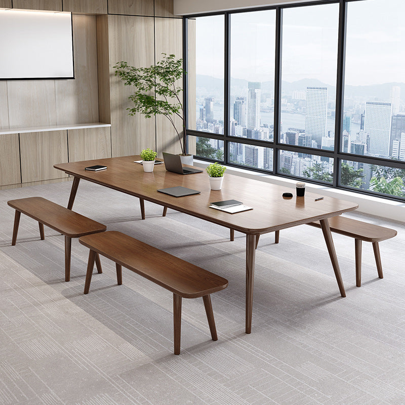 Pine Wood Top Dining Table Traditional Luxury Rectangle Table with 4 Legs 98.4"L x 39.4"W x 29.5"H Without Chairs Clearhalo 'Dining Tables & Seating' 'Dining Tables' 'dining_table' 'furn' 'furn_dining_table' 'Furniture' 'furniture_dining_table' 'Kitchen & Dining Furniture' 'kitchen' 'kitchen_dining_table' 4900521