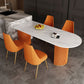 Metal Traditional Luxury Dining Table Free Form Sintered Stone Table with Double Pedestal Orange 63"L x 31.5"W x 29.5"H Without Chairs Clearhalo 'Dining Tables & Seating' 'Dining Tables' 'dining_table' 'furn' 'furn_dining_table' 'Furniture' 'furniture_dining_table' 'Kitchen & Dining Furniture' 'kitchen' 'kitchen_dining_table' 4900551