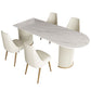 Metal Traditional Luxury Dining Table Free Form Sintered Stone Table with Double Pedestal Clearhalo 'Dining Tables & Seating' 'Dining Tables' 'dining_table' 'furn' 'furn_dining_table' 'Furniture' 'furniture_dining_table' 'Kitchen & Dining Furniture' 'kitchen' 'kitchen_dining_table' 4900556