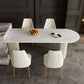 Metal Traditional Luxury Dining Table Free Form Sintered Stone Table with Double Pedestal Clearhalo 'Dining Tables & Seating' 'Dining Tables' 'dining_table' 'furn' 'furn_dining_table' 'Furniture' 'furniture_dining_table' 'Kitchen & Dining Furniture' 'kitchen' 'kitchen_dining_table' 4900559