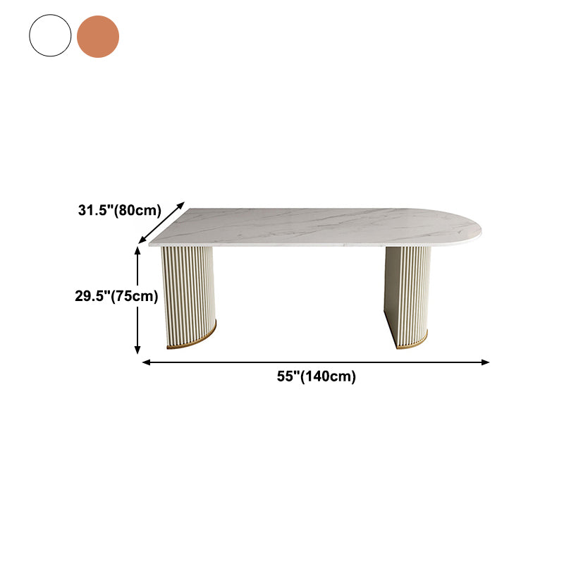 Metal Traditional Luxury Dining Table Free Form Sintered Stone Table with Double Pedestal Clearhalo 'Dining Tables & Seating' 'Dining Tables' 'dining_table' 'furn' 'furn_dining_table' 'Furniture' 'furniture_dining_table' 'Kitchen & Dining Furniture' 'kitchen' 'kitchen_dining_table' 4900563