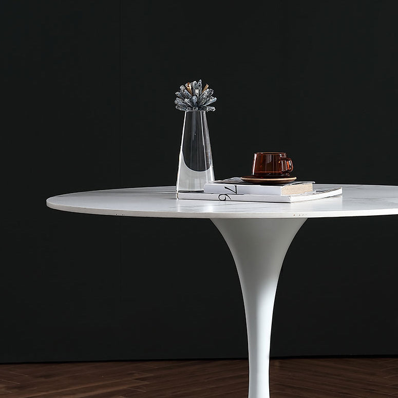 Stone Top Dining Table Modern Round Dining Table with Pedestal Base Clearhalo 'Dining Tables & Seating' 'Dining Tables' 'dining_table' 'furn' 'furn_dining_table' 'Furniture' 'furniture_dining_table' 'Kitchen & Dining Furniture' 'kitchen' 'kitchen_dining_table' 4900571