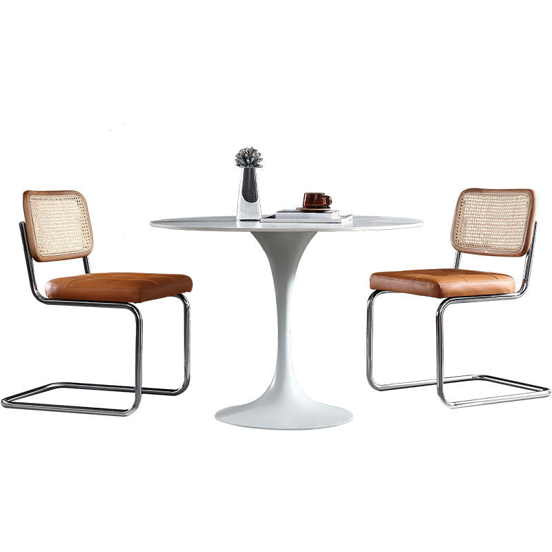 Stone Top Dining Table Modern Round Dining Table with Pedestal Base Clearhalo 'Dining Tables & Seating' 'Dining Tables' 'dining_table' 'furn' 'furn_dining_table' 'Furniture' 'furniture_dining_table' 'Kitchen & Dining Furniture' 'kitchen' 'kitchen_dining_table' 4900574