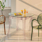 Modern Glass Dining Table Clear Dining Table with Plastic Base Round 39.4"L x 39.4"W x 29.5"H Without Chairs Clearhalo 'Dining Tables & Seating' 'Dining Tables' 'dining_table' 'furn' 'furn_dining_table' 'Furniture' 'furniture_dining_table' 'Kitchen & Dining Furniture' 'kitchen' 'kitchen_dining_table' 4900586