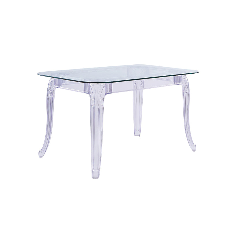 Modern Glass Dining Table Clear Dining Table with Plastic Base Clearhalo 'Dining Tables & Seating' 'Dining Tables' 'dining_table' 'furn' 'furn_dining_table' 'Furniture' 'furniture_dining_table' 'Kitchen & Dining Furniture' 'kitchen' 'kitchen_dining_table' 4900587