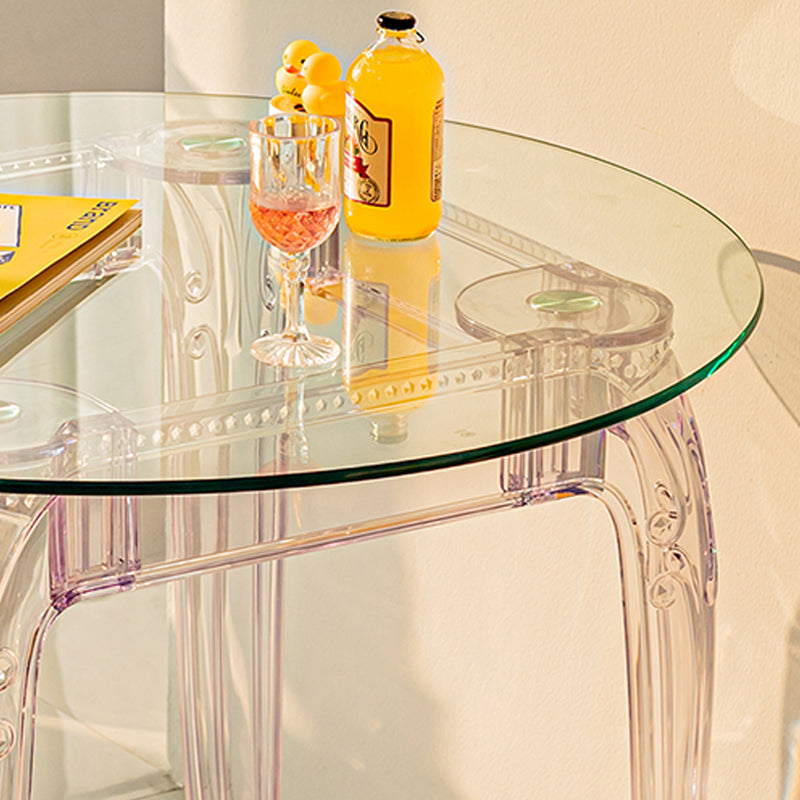 Modern Glass Dining Table Clear Dining Table with Plastic Base Clearhalo 'Dining Tables & Seating' 'Dining Tables' 'dining_table' 'furn' 'furn_dining_table' 'Furniture' 'furniture_dining_table' 'Kitchen & Dining Furniture' 'kitchen' 'kitchen_dining_table' 4900589