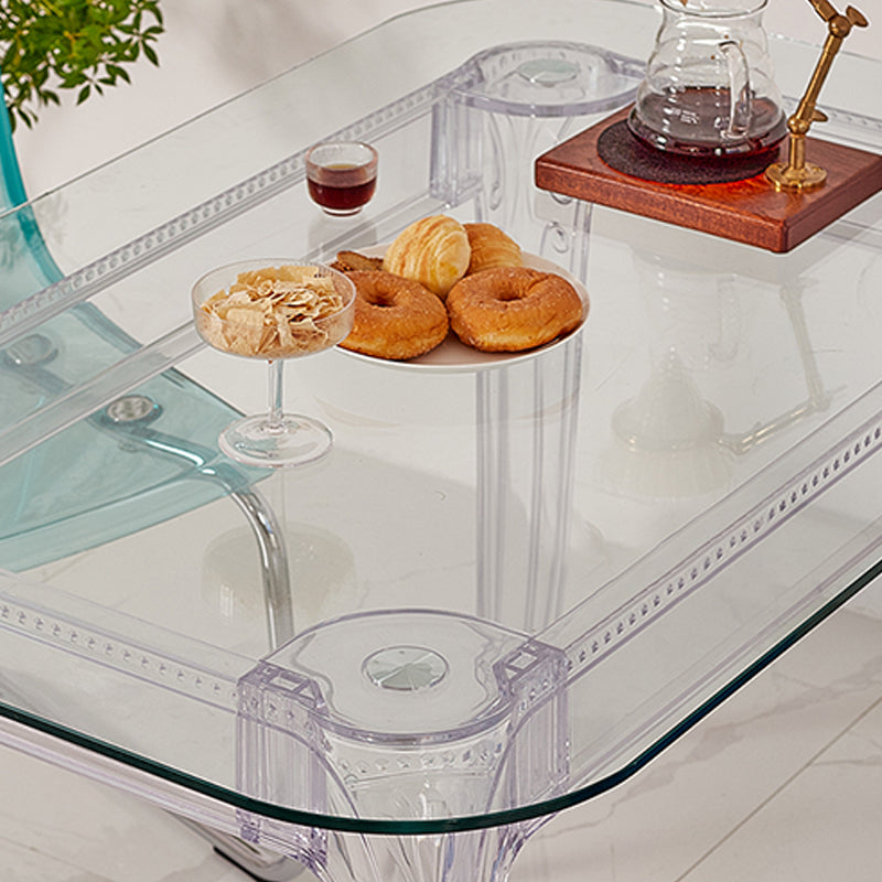 Modern Glass Dining Table Clear Dining Table with Plastic Base Clearhalo 'Dining Tables & Seating' 'Dining Tables' 'dining_table' 'furn' 'furn_dining_table' 'Furniture' 'furniture_dining_table' 'Kitchen & Dining Furniture' 'kitchen' 'kitchen_dining_table' 4900590