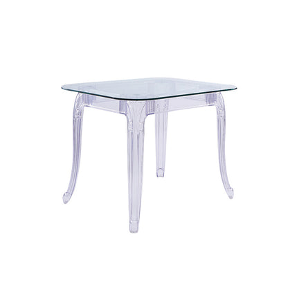 Modern Glass Dining Table Clear Dining Table with Plastic Base Square Without Chairs Clearhalo 'Dining Tables & Seating' 'Dining Tables' 'dining_table' 'furn' 'furn_dining_table' 'Furniture' 'furniture_dining_table' 'Kitchen & Dining Furniture' 'kitchen' 'kitchen_dining_table' 4900592