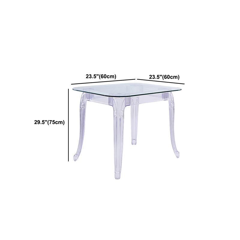 Modern Glass Dining Table Clear Dining Table with Plastic Base Clearhalo 'Dining Tables & Seating' 'Dining Tables' 'dining_table' 'furn' 'furn_dining_table' 'Furniture' 'furniture_dining_table' 'Kitchen & Dining Furniture' 'kitchen' 'kitchen_dining_table' 4900596