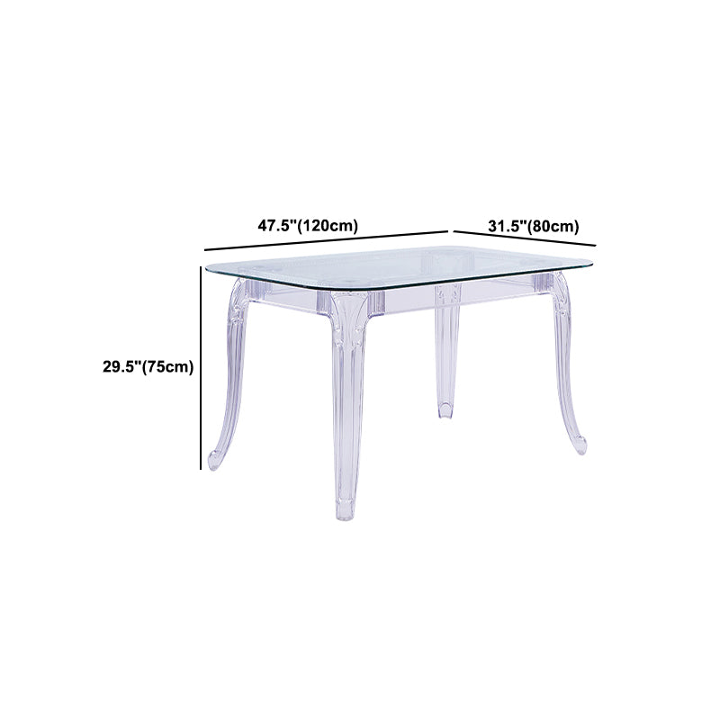 Modern Glass Dining Table Clear Dining Table with Plastic Base Clearhalo 'Dining Tables & Seating' 'Dining Tables' 'dining_table' 'furn' 'furn_dining_table' 'Furniture' 'furniture_dining_table' 'Kitchen & Dining Furniture' 'kitchen' 'kitchen_dining_table' 4900601