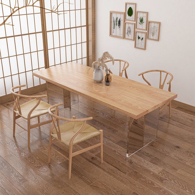 Pine Wood Top Dining Table Traditional Luxury Solid Wood Table with Sled Base 70.9"L x 27.6"W x 29.5"H Without Chairs Clearhalo 'Dining Tables & Seating' 'Dining Tables' 'dining_table' 'furn' 'furn_dining_table' 'Furniture' 'furniture_dining_table' 'Kitchen & Dining Furniture' 'kitchen' 'kitchen_dining_table' 4900604