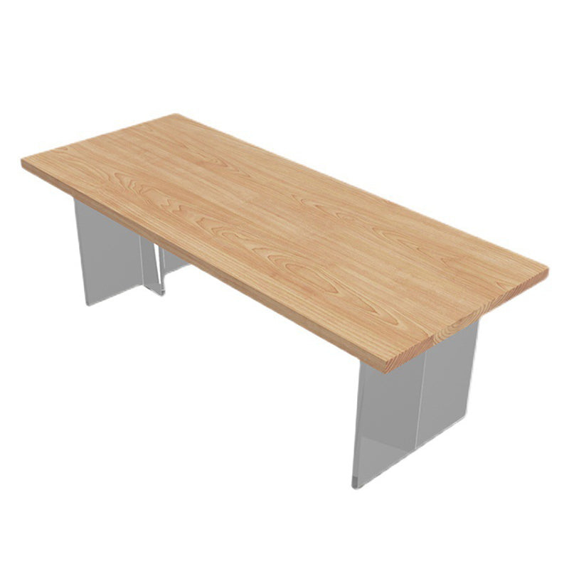 Pine Wood Top Dining Table Traditional Luxury Solid Wood Table with Sled Base Without Chairs Clearhalo 'Dining Tables & Seating' 'Dining Tables' 'dining_table' 'furn' 'furn_dining_table' 'Furniture' 'furniture_dining_table' 'Kitchen & Dining Furniture' 'kitchen' 'kitchen_dining_table' 4900607
