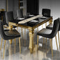 Metal Traditional Luxury Rectangle Indoor Table Glass Top Table with 4 Legs Black 59.1"L x 31.5"W x 29.5"H Without Chairs Clearhalo 'Dining Tables & Seating' 'Dining Tables' 'dining_table' 'furn' 'furn_dining_table' 'Furniture' 'furniture_dining_table' 'Kitchen & Dining Furniture' 'kitchen' 'kitchen_dining_table' 4900635