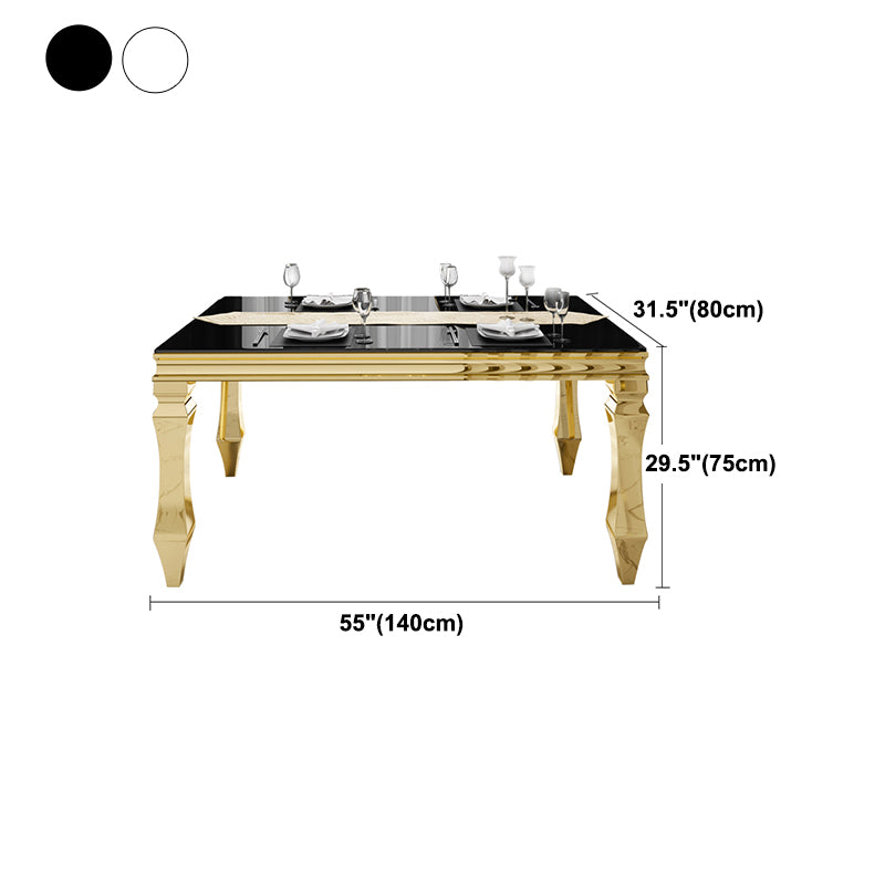 Metal Traditional Luxury Rectangle Indoor Table Glass Top Table with 4 Legs Clearhalo 'Dining Tables & Seating' 'Dining Tables' 'dining_table' 'furn' 'furn_dining_table' 'Furniture' 'furniture_dining_table' 'Kitchen & Dining Furniture' 'kitchen' 'kitchen_dining_table' 4900640