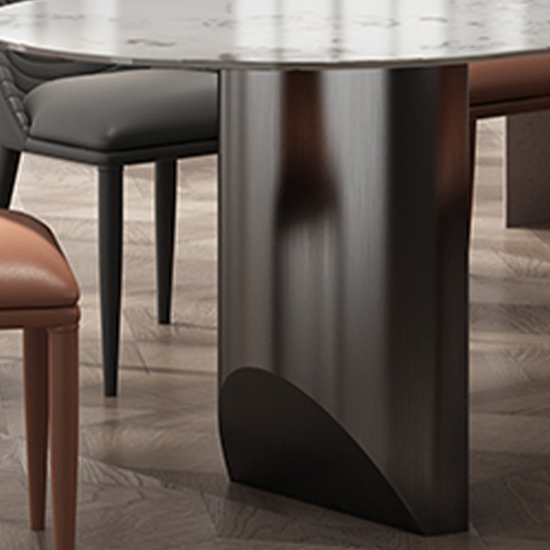 Sintered Stone Dining Table Traditional Luxury Double Pedestal Table for Kitchen Clearhalo 'Dining Tables & Seating' 'Dining Tables' 'dining_table' 'furn' 'furn_dining_table' 'Furniture' 'furniture_dining_table' 'Kitchen & Dining Furniture' 'kitchen' 'kitchen_dining_table' 4900648