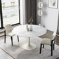 Stone Top Dining Table Modern Round Table with Pedestal Base 43.3"L x 43.3"W x 29.5"H Without Chairs Clearhalo 'Dining Tables & Seating' 'Dining Tables' 'dining_table' 'furn' 'furn_dining_table' 'Furniture' 'furniture_dining_table' 'Kitchen & Dining Furniture' 'kitchen' 'kitchen_dining_table' 4900656