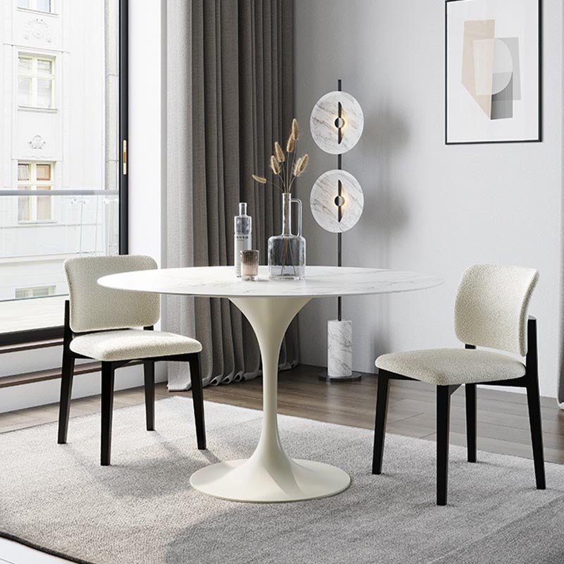 Stone Top Dining Table Modern Round Table with Pedestal Base 39.4"L x 39.4"W x 29.5"H Without Chairs Clearhalo 'Dining Tables & Seating' 'Dining Tables' 'dining_table' 'furn' 'furn_dining_table' 'Furniture' 'furniture_dining_table' 'Kitchen & Dining Furniture' 'kitchen' 'kitchen_dining_table' 4900657